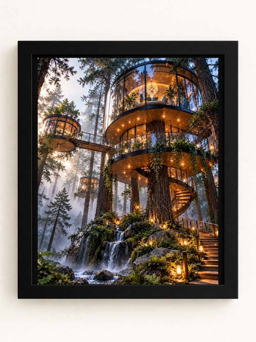 Forest Treehouse A.I. Art Print - 8x10 Frame